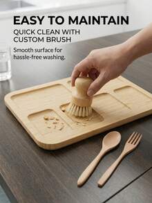1pc New Creative Bamboo Snack Tray (No Lid), Fruit & Nut Platter, Large Bamboo Serving Tray, Cheese Board, Coffee & Tea Tray, Fruit Bowl, Party & Dinner Plate, Candy Tray, Suitable For Wedding, Party, Event - One Size - View 6