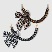 1pc Vintage Fashion Versatile Multicolor Leopard Print Bow Open Ring Chain DIY Keychain Bag Pendant, Suitable For Girls And Best Friends Daily Wear, Holiday Gift - Multicolor - View 1