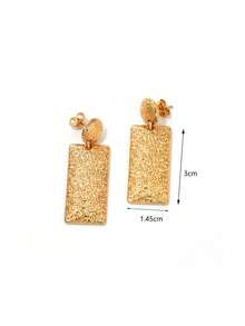 1pair Stainless Steel Retro Geometric Dangling Statement Earrings For Women, 316L Stainless Steel Earrings, Waterproof Earrings, Gift For Her - Gold - View 2
