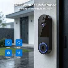 Kamera Bel Pintu Nirkabel 1080P, Bel Pintu Pintar, Penglihatan Malam, Sensor PIR, Deteksi Gerakan, Alarm Waktu Nyata, Audio Dua Arah, Pemasangan Mudah - View 3