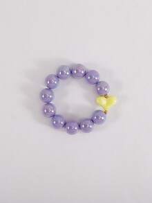 1pc European & American Bohemian Geometric Iridescent Bead Heart Elastic Bracelet For Women, Holiday Gift, Daily Wear - Handmade Iridescent Elastic String Bracelet - View 9