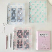 1pc INS Style Polka Dot Snap Button A5 Loose-Leaf 4-Grid Photo Card Album, With 10 Inner Pages Highly Attractive Photo Album Card Holder - Multicolor - View 8