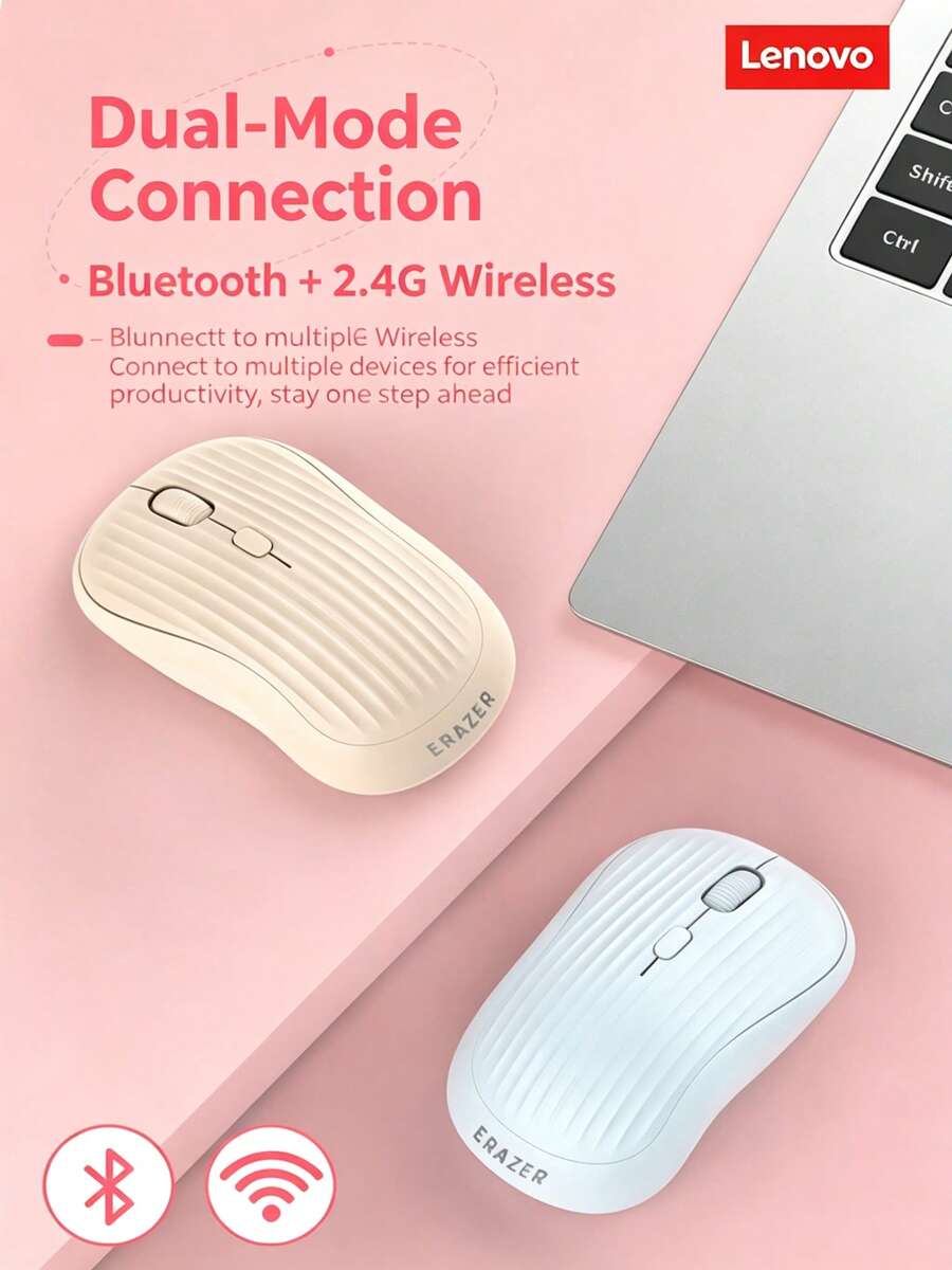 Lenovo N306 Wireless Mouse, Bluetooth 2.4G Dual-Mode Connection, Type-C Rechargeable, 3-Level Adjustable DPI, Portable Mouse For Laptop, Desktop, Office And Home Use - View 1
