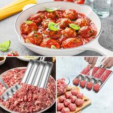 304 Stainless Steel Multi-Tube Meatball Maker Set, Manual Meat Baller With Matching Scraper, Quick Make Multiple Meatballs, Non-Rust & Easy Clean Kitchen Gadget For Meatball, Fish Ball, Shrimp Paste, Home & Restaurant Cooking Tool - Multicolor - View 6