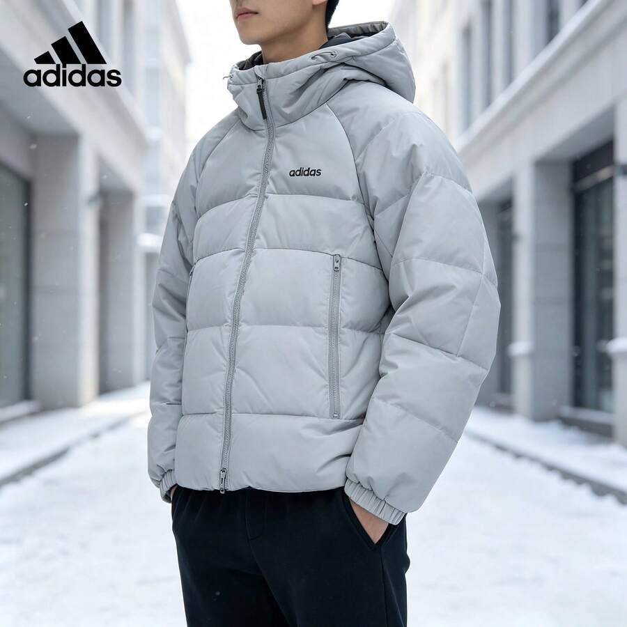Adidas Men's 2026 New Down Jacket Casual Warm Windproof Coat KX5249 - Light Grey - View 1