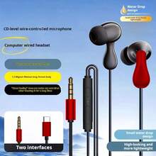 3pcs/Set Earphone In-Ear Berkabel Bentuk Tetesan Air Estetis, Desain Modis, Antarmuka 3.5mm/Type-C Opsional, 3 Warna Berbeda, Cocok Sebagai Hadiah, Dilengkapi Mikrofon - View 6