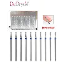 DeDryDS 10件套专业美甲钻头，蓝色圆形收纳盒，适用于修脚、美甲和足部按摩，钨钢去茧钻头，家用美甲沙龙专用 - 彩色 - 查看 9
