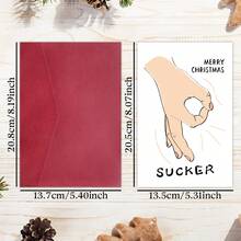 1pc Funny Christmas Card With Envelope - Playful Hand Gesture Illustration Holiday Greeting Card, Unique Festive Christmas Card For Friends, Family And Coworker, Xmas Gift - A - View 2