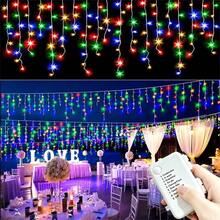 1pc 8-Function Battery Box Halloween Decoration Christmas Tree Decoration 45/80/96/150 Lights Icicle String Lights Birthday Wedding New Year Party Indoor String Lights Outdoor Eaves String Lights - Battery-powered Fairy Lights - View 10