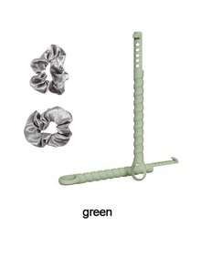 4-Piece Set Of Silicone Non Heat Convenient Hair Curler For Lazy People's Sleep Shaping Hair Clip, Divine Tool For Big Wave Non Heat Curling Iron Styling Hair Braiding - Mint Green - View 12