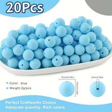 20/36 Buah Manik-Manik Bulat Silikon 1,5 Cm/0,59in, Cocok untuk Pembuatan Perhiasan, Gantungan Kunci DIY, Kalung, Gelang, dan Bahan Kerajinan Tangan, Perlengkapan Pembuatan Perhiasan, Tersedia Berbagai Warna - MultiWarna - View 22