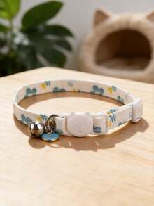 1 pieza Collar para gatos con patrón floral y cascabel, collar ajustable para el cuello de gatos - Multicolor - Ver 10