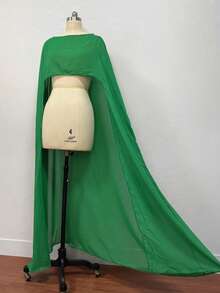 1pc Detachable Chiffon Minimalist Mid-Length Black Bridal Shawl Cape, Bridal Accessory Shoulder Sleeve - Multicolor - View 21