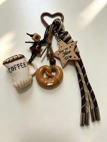 Gantungan Kunci Cangkir Kopi Pretzel Asin yang Lucu, Dekorasi Tas, Liontin Bintang Kayu untuk Tas, Aksesori Tas, Aksesori Kunci Tali Kepang Estetik, Cocok untuk Ransel dan Tas Tangan - MultiWarna - View 11