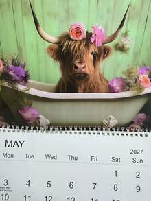 Wall Calendar Highland Cow Series 12 Beautiful Designs 2027 Monthly Planner Scheduling Display Perfect Gift For Birthdays - Multiple Styles - View 6
