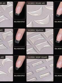 1 miếng dán móng nghệ thuật kiểu French tip trong suốt tàng hình, 6 kiểu dáng, phù hợp để sửa móng và nối móng, decal nghệ thuật móng gel UV - Nhiều màu - Xem 4