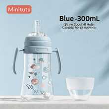 Minitutu 1pc Baby Shaped Cup, 240ml/300ml Capacity, Cartoon Pattern Baby Training Cup, Made Of PP Material, Leak-Proof And Drop-Resistant, With Anti-Gravity Ball, Comfortable Handle, Easy To Carry, Suitable For Babies 12 Months And Above, Applicable For Home, Kindergarten, Outdoor And Other Scenes - Pink/Blue/Brown - View 9