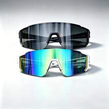Men's Wraparound One-Piece Decor Eyewear, Colorful Coated Integrated Lens, Multi-Color Options, Fashion Accessories For Outdoor Styling - Multicolor - View 3