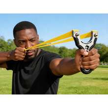 Stainless Steel Slingshot, Suitable For Outdoor Hunting And Target Practice, Heavy-Duty Hunting Slingshot With Rubber Bands, Random Rubber Band Color, Random Leather Pouch Color, Shape, And Size - A - View 4