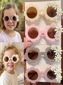 2/3/4pcs Girls Cute Pretty Floral Children Fashion Glasses, Card Display Only, Shipping Not Included - Multicolor - View 1
