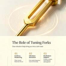 Complete Tuning Fork Set With Sound Hammer And New Storage Bag, 136.1Hz, 512Hz, 4096Hz Gold Vibrating Tuning Forks, Yoga Meditation Daily Mindfulness Vibration Tools - Multicolor - View 2