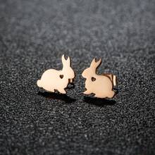1對不鏽鋼兔子耳環，適合女性/男性，可愛動物兔子耳釘，穿耳日常首飾，復活節禮物 - GED283 - 查看 2