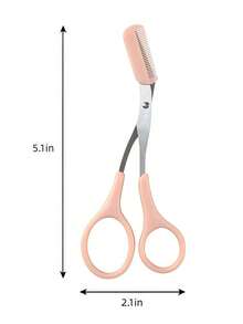With Brow Comb, Specialized Eyebrow Scissors Tool, Eyebrow Shaver For Beginners - Pink - View 6