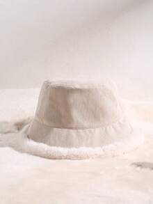 1pc Plush Bucket Hat, Thickened Warm Fleece, Elegant Outdoor Style For Autumn/Winter - Multicolor - View 2