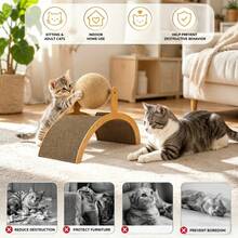 Scratch-Resistant Wear-Resistant Arched Solid Wood Cat Tree, Indoor Home Cat Leisure Supplies, Rolling Scratching Post, Suitable For Home, Cat Shelter Daily Care, Kitten And Adult Cat Boredom Relief. Pet Nail Care Furniture, Kitten Gift, Halloween And Christmas Gift - one-size - View 2