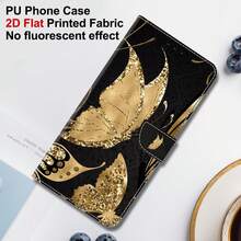 GLANDOTU Dompet Ponsel Lipat Kulit PU Motif Bunga Emas dengan Slot Kartu dan Penutup Magnetik, Cocok untuk Berbagai Merek dan Model Smartphone, Versi Internasional, Bukan Versi Domestik - MultiWarna - View 3