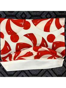 shangxia 4PCS--Red & White Candy Pattern Printed Pillow Covers, Candy Cane & Lollipop HOLLY JOLLY Text Printed Cushion Covers, Pillow Inserts Not Included - Multicolor - View 3