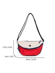 Colorblock Nylon Crossbody Bag, Multiple Colors Available, Lightweight Waterproof Fabric, Multi-Compartment Zipper Storage, Adjustable Wide Strap, Minimalist Crescent Shape, Daily Commute Outdoor Cycling Shoulder Chest Bag - Multicolor - View 8