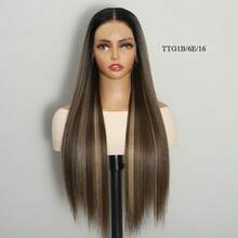 1pc 28 Inch 13x6 T-Part Synthetic Lace Frontal Wig For Women Pre-Plucked Soft Heat Resistant Daily Wig With Natural Hairline - Multicolor - View 15