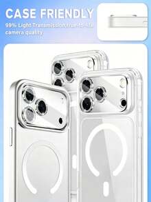 1片相機鏡頭保護膜，適用於 iPhone 18ProMax/18Pro/17/17 Pro/17 Pro Max/17 Air/16 Pro/16 Pro Max，亮面個性化金屬鑽戒設計，9H 硬度防刮保護膜，時尚手機配件，可搭配保護殼使用 - 銀色 - 查看 3