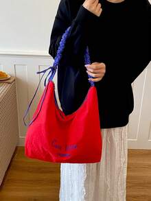 New Slouchy Large Capacity Fashion Casual Highly Attractive Personalized Commute Versatile Shoulder Crossbody Bag - Red - View 5