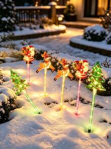6pcs Christmas Solar Acrylic LED Lights,Outdoor Waterproof Lawn Lights, Suitable For Creating A Christmas Atmosphere In Gardens And Courtyards, Applicable To Paths, Steps, Christmas Tree Decorations And Lighting Scenes For Christmas Parties - A - View 3