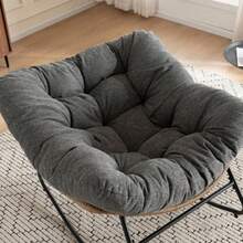 Oversized Egg Rocking Chair, Wicker Rattan Patio Lounge Chair With Thick Cushion, Egg-Shaped Rocker For Balcony, Porch, Garden & Bedroom - Grey - View 5
