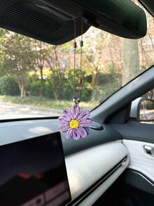 Creative Flower Car Hanging Ornament, Rearview Mirror Hanging Decoration, Car Interior Hanging Accessory, Car Rearview Mirror Decorative Pendant - A - View 6