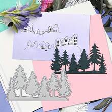 1pc Christmas Tree House Design Metal Cutting Die, Perfect For Scrapbooking, Photo Albums, Paper Cards And Decorative Crafts. - Christmas Tree - View 4