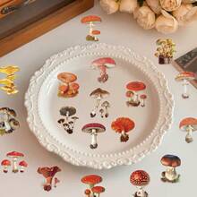 50pcs Vintage Mushroom Creative PET Double Transparent Graffiti Sticker Decoration DIY Phone Case, Account, Computer, Guitar, Water Cup Festival Gift Stickers - 1 Set/50 PCS - View 7