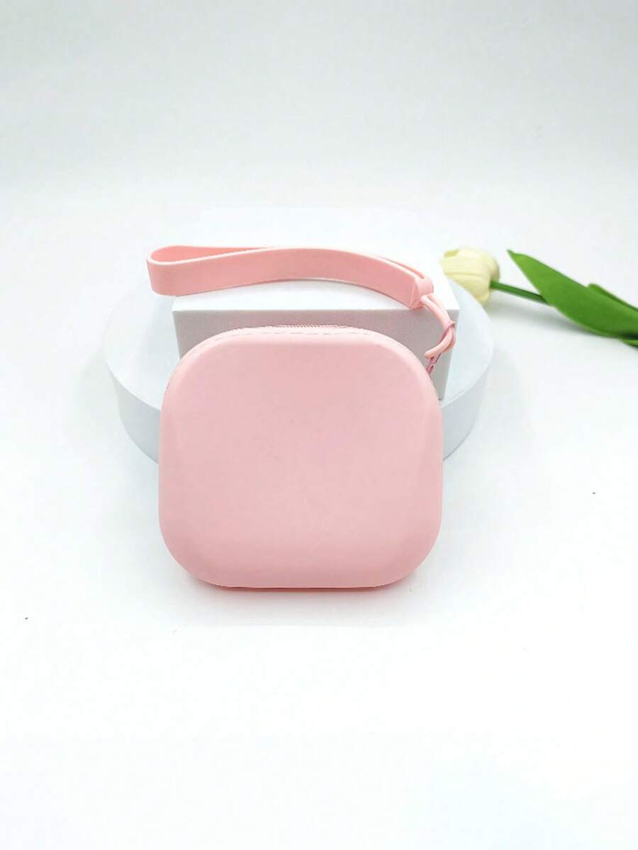 1pc Minimalist Mini Portable Creative Silicone Waterproof Storage Bag, Coin Pouch, Portable Silicone Rectangular Storage Bag, Earphone Cable Data Cable Square Zipper Bag - Multicolor - View 1