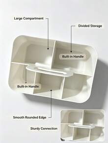 Minimalist 5-Compartment Carry-Along Storage Box With Various Pill-Motif Prints And Large Capacity, Stable Stackable Anti-Tip Design, Easy To Carry Large Capacity Portable Snack Box, Makeup Box, Office Desktop Organizer Basket, Kitchen Bathroom Handheld Basket - Multicolor - View 9