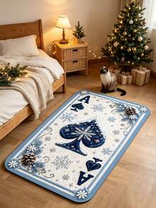 1pc Christmas Snowflake Ace Of Spades Doormat, Decorative Rug, Floor Mat, Carpet, Living Room Rug, Bedroom Rug, Christmas Rug, Door Mat - Multicolor - View 3