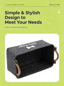 Felt Pet Toy Box, Dog Toy Box, Storage Basket Box Organizer - Perfect For Organizing Pets - Black - View 9