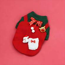 1pc Christmas Pet Hoodie T-Shirt, Fashionable & Comfortable Autumn/Winter Red & Green T-Shirt For Cats & Dogs, Suitable For Teddy, Poodle And Other Small To Medium Pets, Christmas Party Outfit - Multicolor - View 16