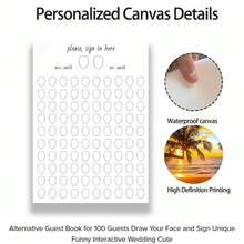 1pc Customized Portrait Painting, Suitable For Different Types Of Weddings, Optional 100/50 Guests Signature Guestbook Canvas Print, Framed Or Unframed - Multicolor - View 16