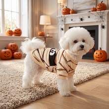 1pc Pet Hoodie, Halloween Mummy Print Hoodie Suitable For Cats And Dogs In Autumn/Winter Season And Holiday Use - Beige - View 6