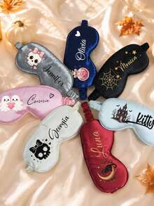 Halloween Bridesmaid Gift, Personalized Sleep Mask, Satin Eye Mask For Women, Cute Spooky Design, Custom Name Gift - Multicolor - View 9