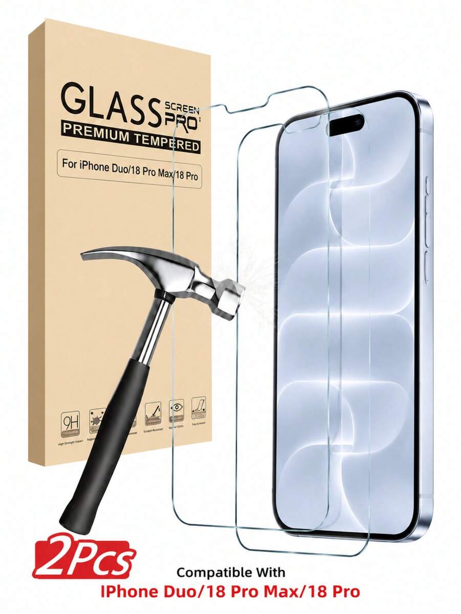 2pcs/Set High Definition Tempered Glass Screen Protector, Compatible With IPhone 18Pro/18Pro Max/17/17Pro/17Pro Max/16/15/14/13/12/11 Pro Max, Also Compatible With IPhone 7/8 Plus/X/XS Max/XR - 9H Hardness, High Definition Anti-Scratch(Non‑Full Screen )
