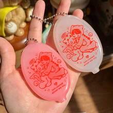 Dompet Koin Silikon Oval Motif Kartun Lucu, Tas Penyimpanan Earphone dan Lipstik Mini Portabel, Dengan Rantai Bola, Dompet Uang Receh Kecil yang Manis, Cocok untuk Anak Perempuan - A - View 10
